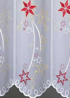 PLAUENER STICKEREI Kurzstore mit echter und metallisiertem Garn WEISS-ROT-GOLD