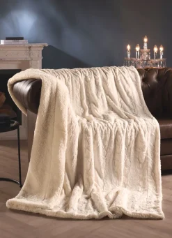 Clearance BADER Kuschelige Wohndecke aus Webpelz-Fellimitat CREME