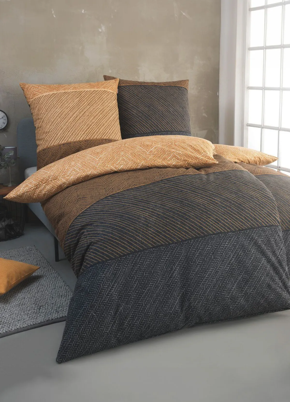 Outlet IRISETTE Kuschelweiche Bettwäsche-Garnitur aus Baumwolle BEIGE-GRAU