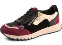 Online laurakent , stylische Damen-Sneaker, Weite G, mit herausnehmbarem Fußbett SCHWARZ-BORDEAUX-GOLD