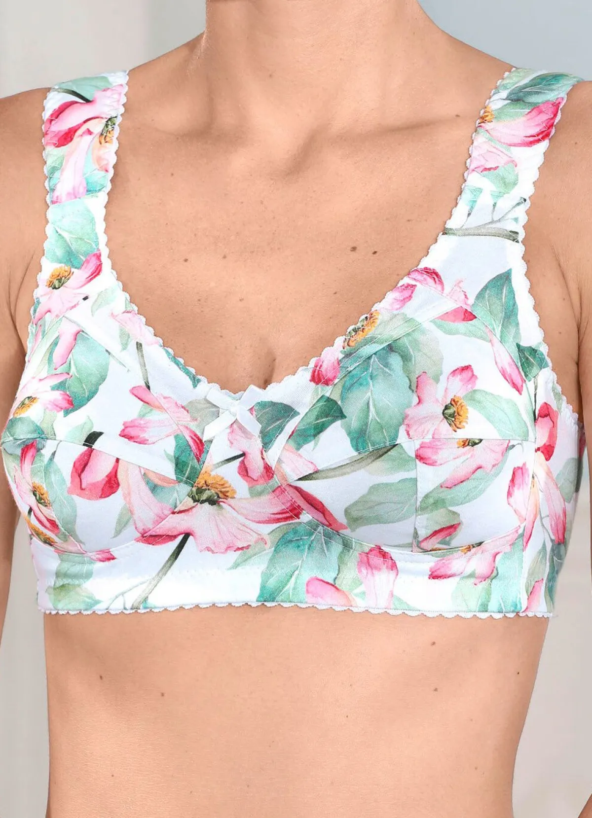 Discount LAURINA BH mit buntem Floraldessin WEISS-GRÜN-BUNT