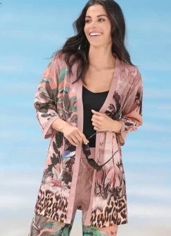 Hot LAURINA Blusenjacke mit farbbrillantem Druckdessin TAUPE-BUNT