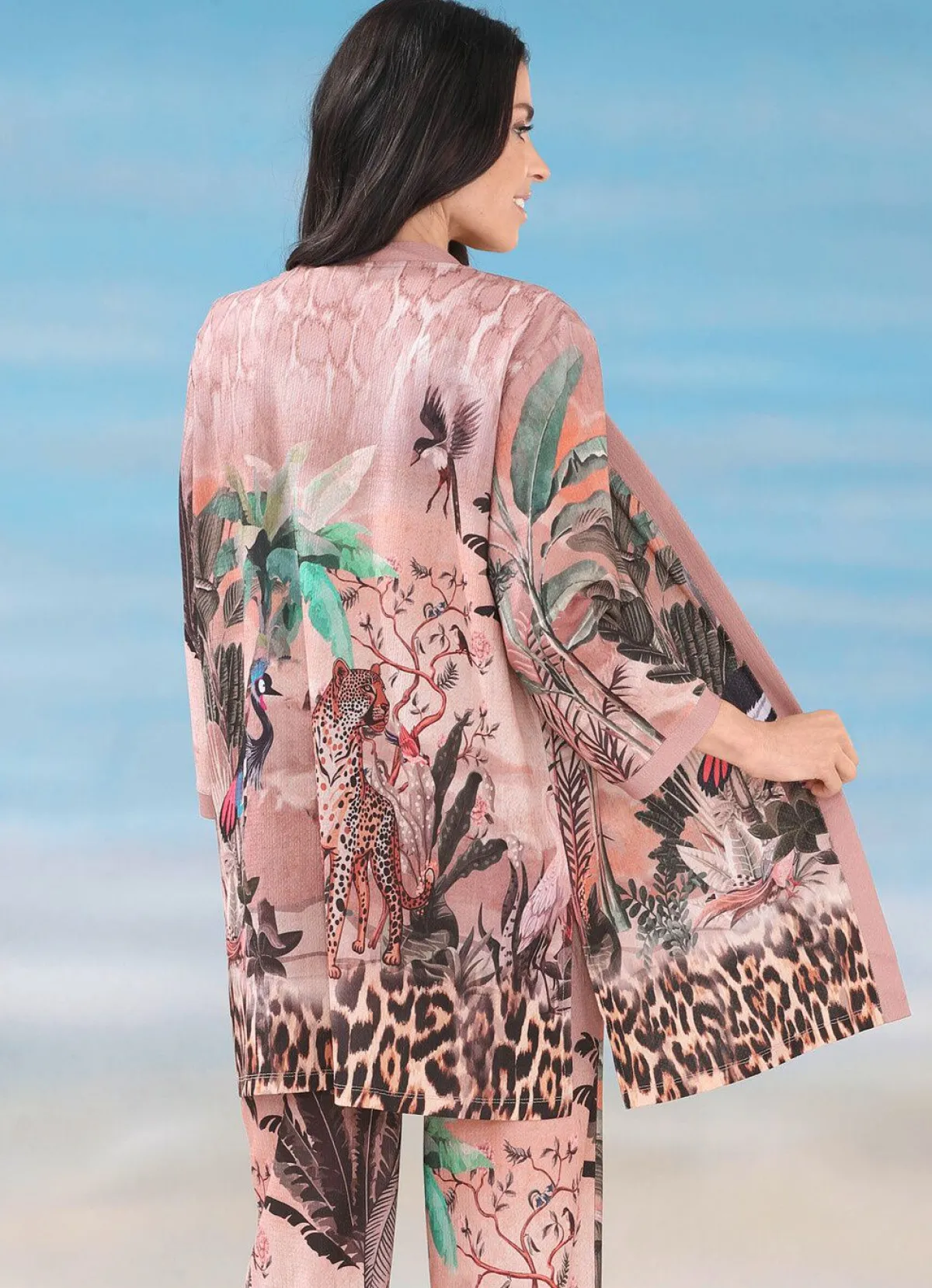 Hot LAURINA Blusenjacke mit farbbrillantem Druckdessin TAUPE-BUNT