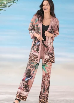 Hot LAURINA Blusenjacke mit farbbrillantem Druckdessin TAUPE-BUNT