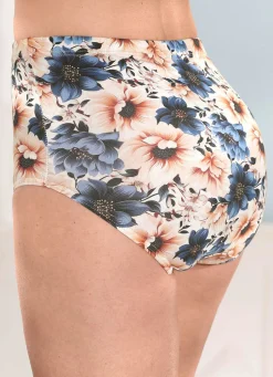LAURINA Dreierpack Slips mit Floraldessin 2X PUDER-BLAU-BEDRUCKT, 1X PUDER