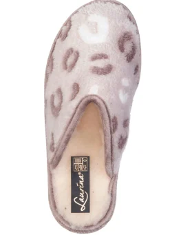 Outlet LAURINA , gefütterte Damen-Hausschuhe, mit Schurwolle HELLTAUPE