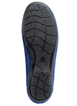 New LAURINA Haus-Ballerina mit stilvoller Stickerei ROYALBLAU