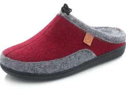 Clearance LAURINA , klassische Damen-Hausschuhe, Weite H, mit herausnehmbarem Fußbett BORDEAUX-GRAU