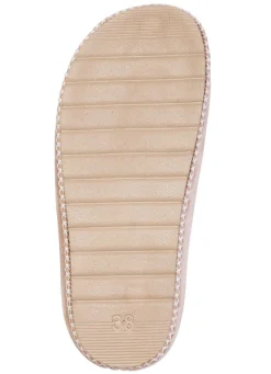 New LAURINA , klassische Damen-Hausschuhe, Weite G, mit gemusterter Bordüre BEIGE