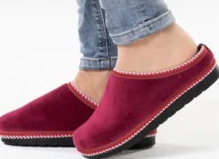 Online LAURINA , klassische Damen-Hausschuhe, Weite G, mit gemusterter Bordüre BORDEAUX