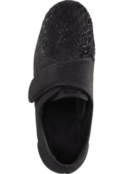 LAURINA , klassische Damen-Klettschuhe, mit elastischem Samt SCHWARZ