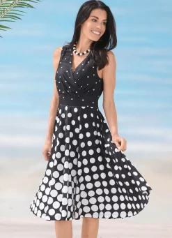 New LAURINA Kleid mit ausgestelltem Rockteil SCHWARZ-WEISS