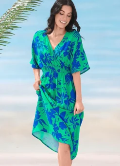 Discount LAURINA Kleid mit überschnittenem V-Ausschnitt GRÜN-MARINE