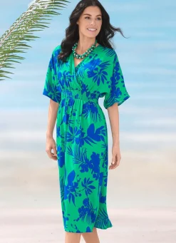 Discount LAURINA Kleid mit überschnittenem V-Ausschnitt GRÜN-MARINE