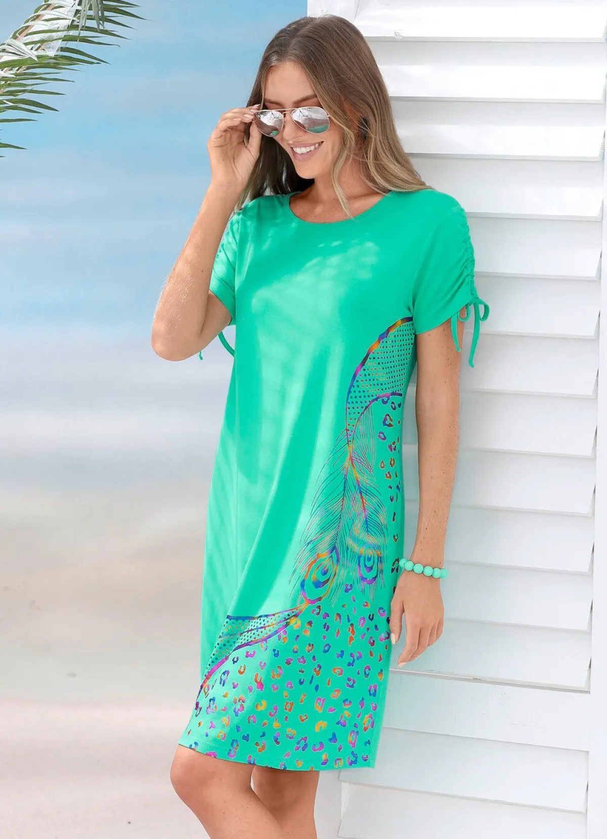 Online LAURINA Kleid mit schimmerndem Druck MINT