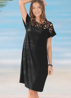 Online LAURINA Kleid mit Stickereispitze SCHWARZ