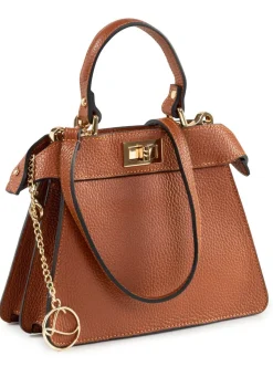 Hot LAURINA , Mini-Tasche, Damen, mit abnehmbarem, verstellbarem Umhängeriemen COGNAC