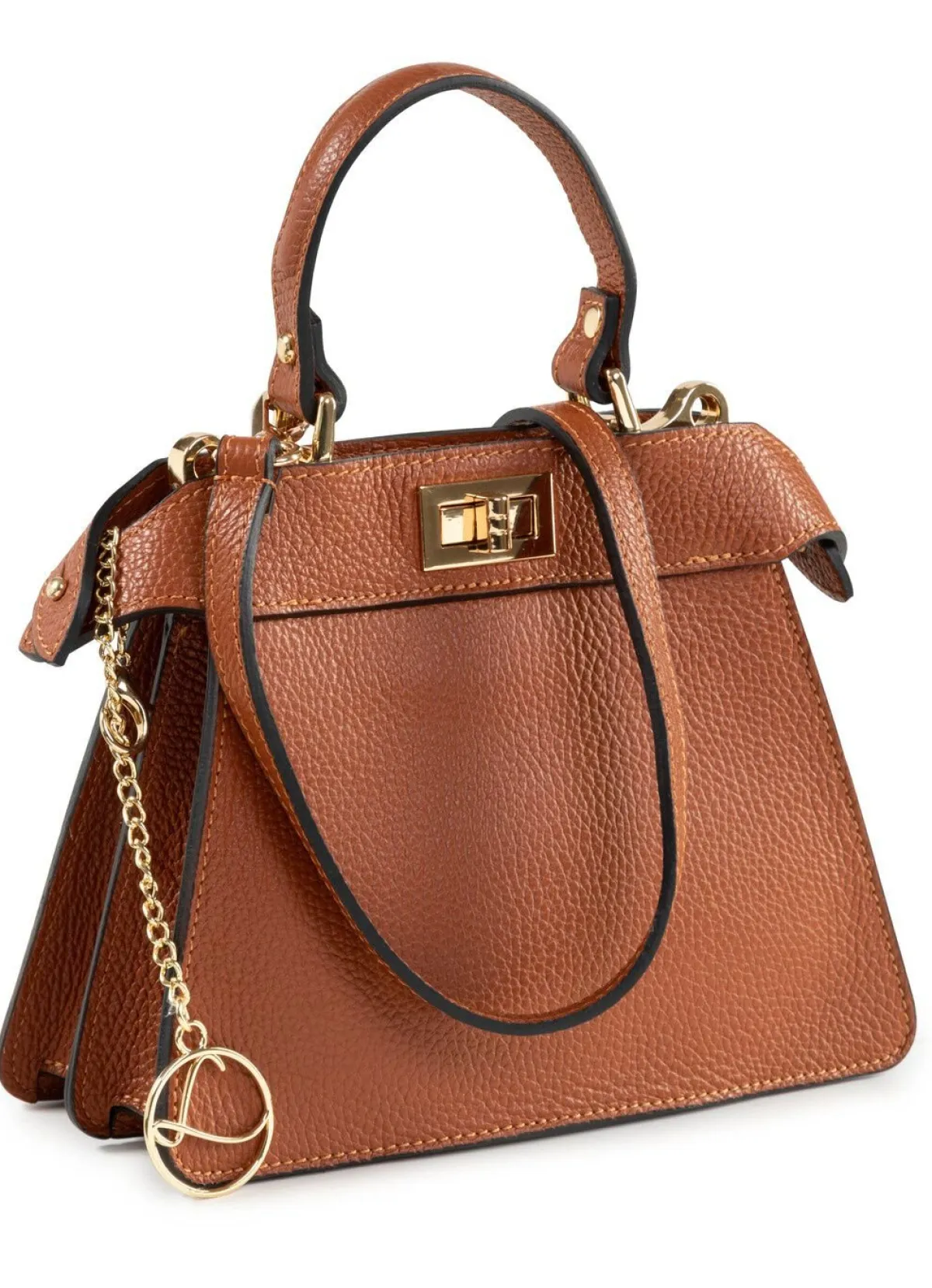 Hot LAURINA , Mini-Tasche, Damen, mit abnehmbarem, verstellbarem Umhängeriemen COGNAC