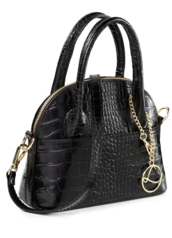 Clearance LAURINA Mini-Tasche mit Reptilprägung SCHWARZ