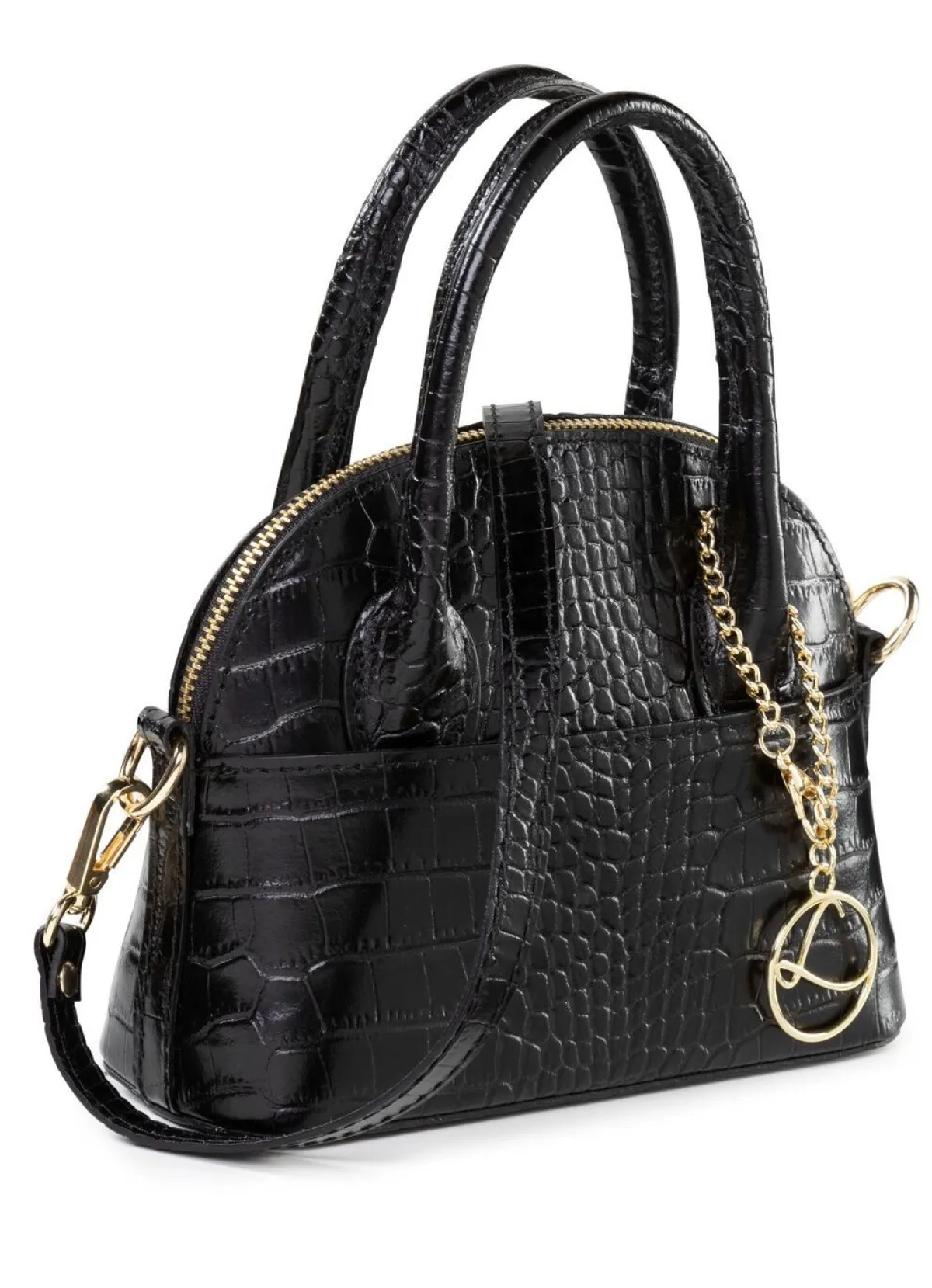 Clearance LAURINA Mini-Tasche mit Reptilprägung SCHWARZ