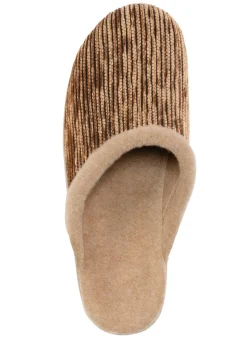 Sale LAURINA Pantoffel aus changierendem Cord-Material mit Filzbesatz CAMEL