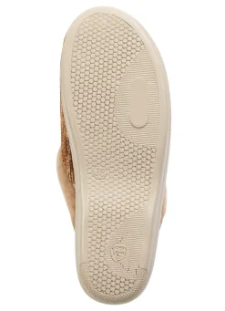 Sale LAURINA Pantoffel aus changierendem Cord-Material mit Filzbesatz CAMEL