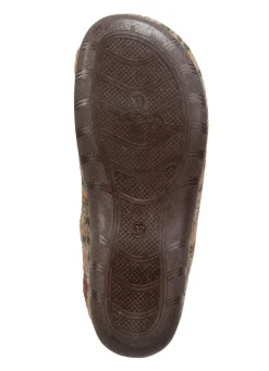 Sale LAURINA Pantoffel aus floral bedrucktem Filzmaterial NATURBRAUN