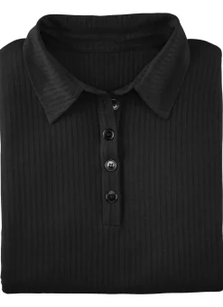 LAURINA Poloshirt mit Knopfleiste SCHWARZ