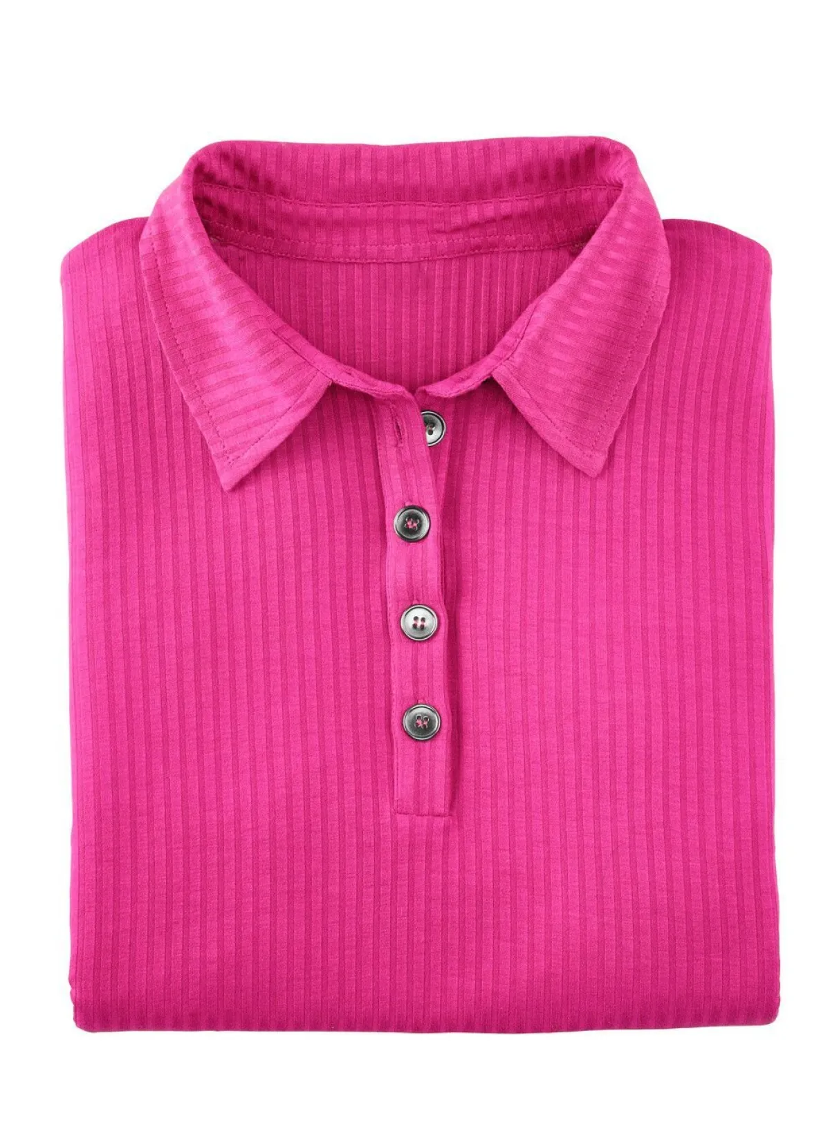 LAURINA Poloshirt mit Knopfleiste PINK