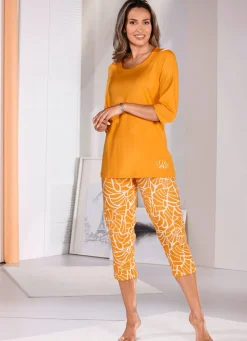 Hot LAURINA Schlafanzug mit 3/4-langen Ärmeln und 7/8-langer Hose SAFRAN