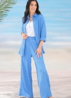 Outlet LAURINA Set: Bluse + Hose BLAU
