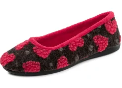 Sale LAURINA , stylische Damen-Ballerinas, mit Herzchen-Dessin ANTHRAZIT-ROT