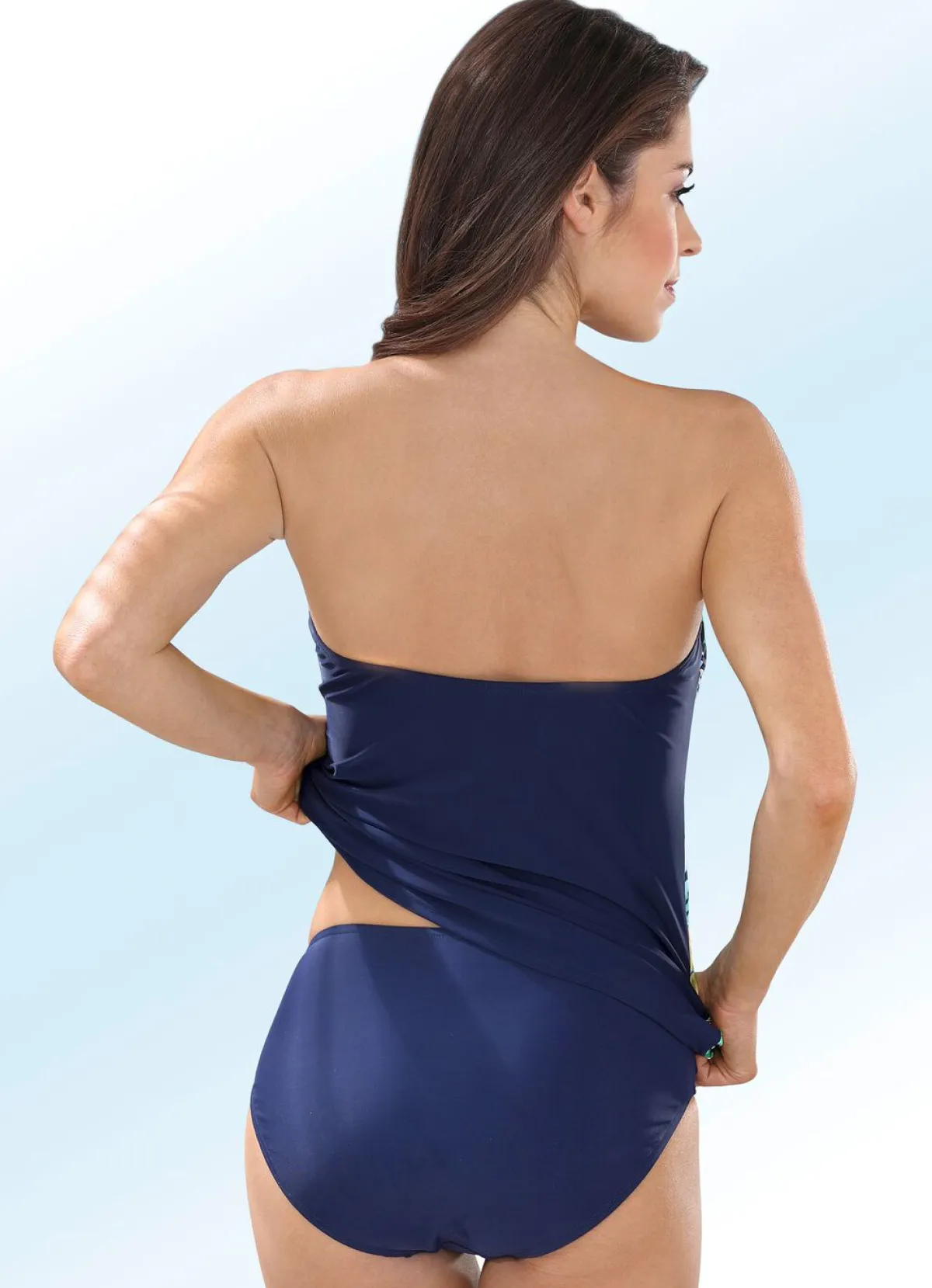 LAURINA Tankini in Bandeauform mit verstell- und abnehmbaren Trägern MARINE-BUNT