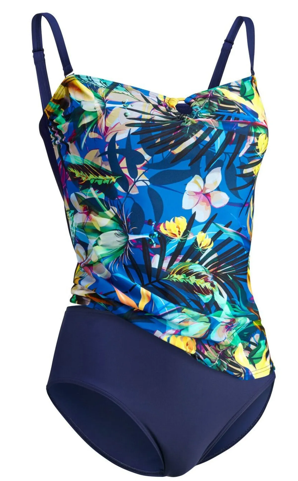 LAURINA Tankini in Bandeauform mit verstell- und abnehmbaren Trägern MARINE-BUNT