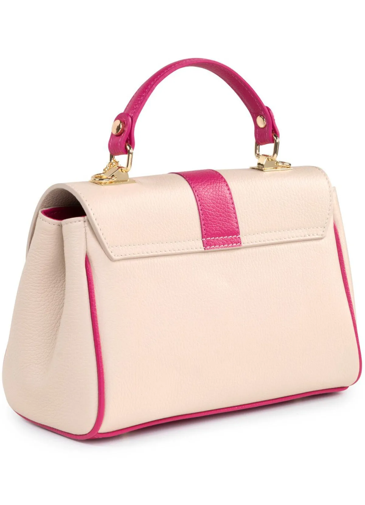 LAURINA Tasche aus genarbtem Kalb-Nappaleder BEIGE-PINK