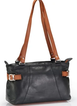 Sale LAURINA , Tasche, Damen, aus Leder SCHWARZ-COGNAC