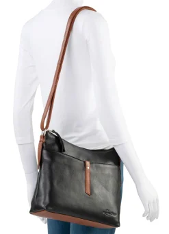 Best LAURINA , Tasche, Damen, mit verstellbarem Umhängeriemen SCHWARZ-COGNAC