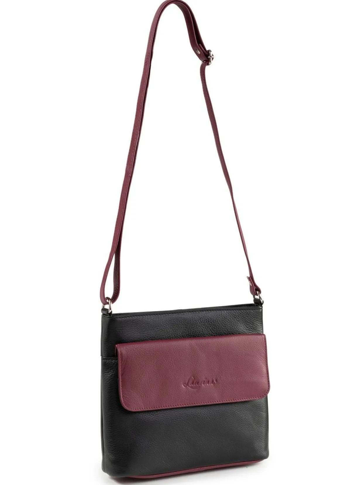 LAURINA , Tasche, Damen, mit verstellbarem Umhängeriemen SCHWARZ-BORDEAUX