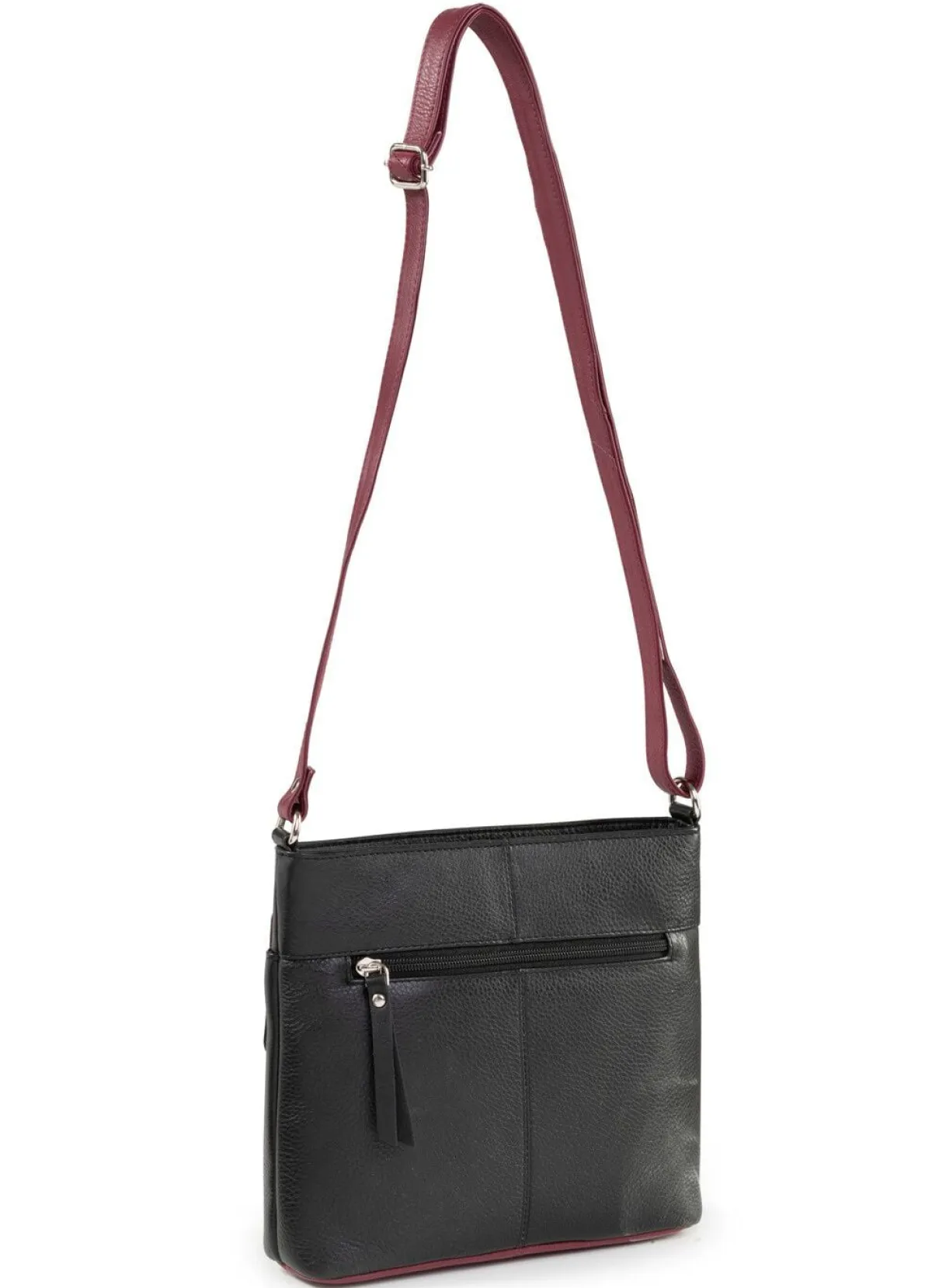 LAURINA , Tasche, Damen, mit verstellbarem Umhängeriemen SCHWARZ-BORDEAUX