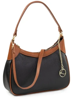 Sale LAURINA , Tasche, Damen, mit abnehmbarem, verstellbarem Umhängeriemen SCHWARZ-COGNAC