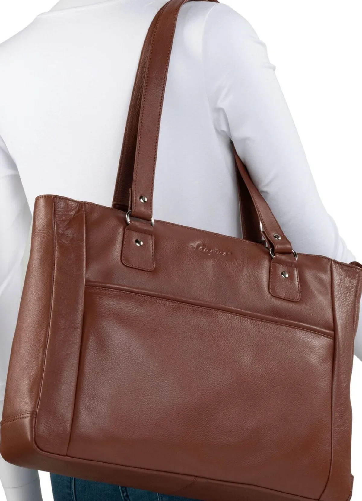 Clearance LAURINA , Tasche, Damen, mit zwei Umhängeriemen COGNAC