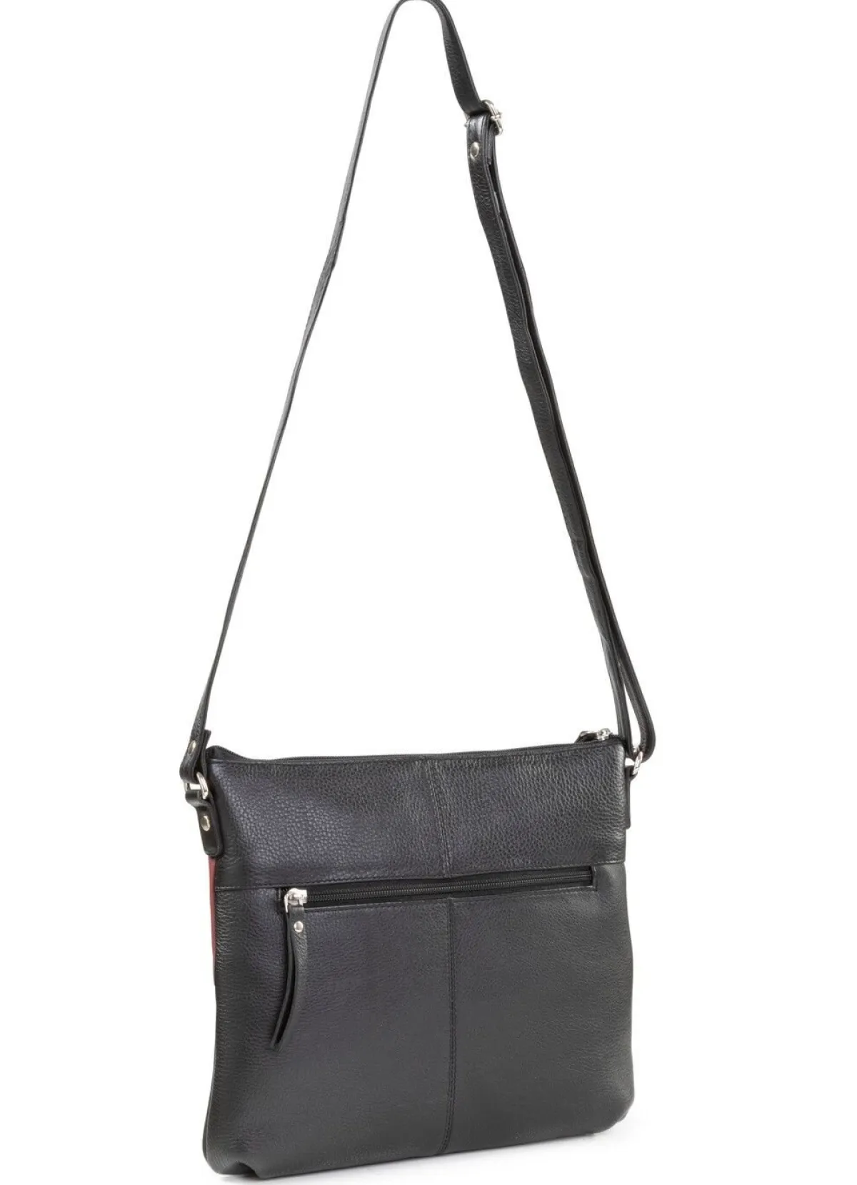Discount LAURINA , Tasche, Damen, mit verstellbarem Umhängeriemen SCHWARZ-BORDEAUX