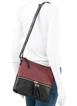 Discount LAURINA , Tasche, Damen, mit verstellbarem Umhängeriemen SCHWARZ-BORDEAUX