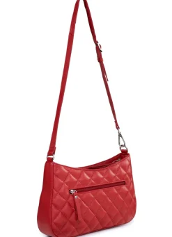 New LAURINA Tasche mit angesagter Steppung und Ziernieten ROT