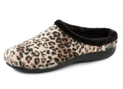 Hot LAURINA , trendige Damen-Hausschuhe, mit Leoparden-Dessin BRAUN-SCHWARZ
