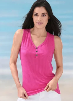 Discount BADER Laurina Trägershirt mit Zierknopfleiste PINK