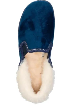 New LAURINA , warme Damen-Hausschuhe, mit Gummizug MARINE