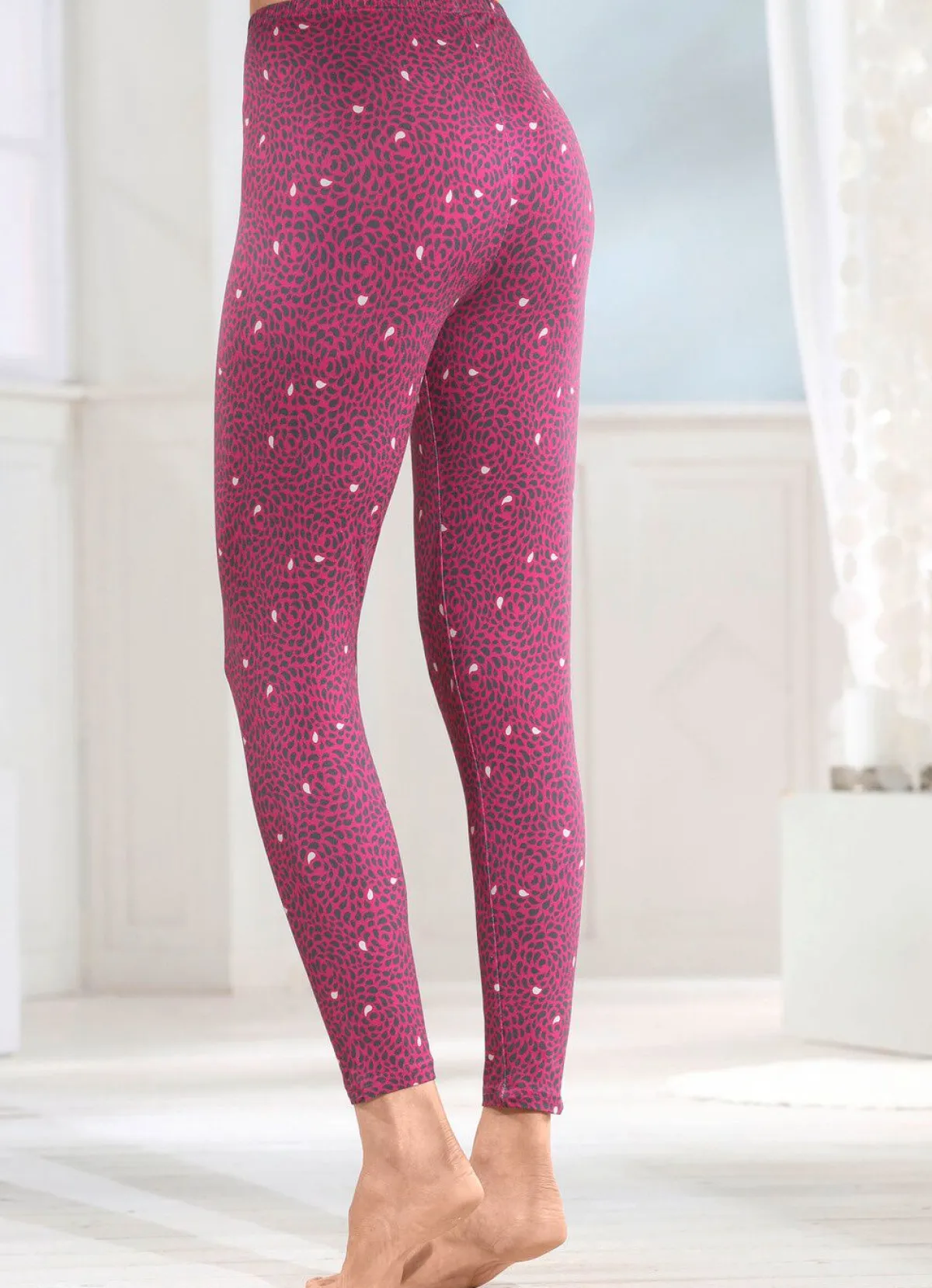 Online LAURINA Zweierpack Leggings 1X ZYKLAM-ANTHRAZIT-BEIGE BEDRUCKT, 1X SCHWARZ