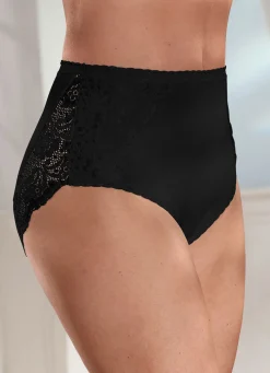 LAURINA Dreierpack Slips mit Elastikspitze 2X WEISS, 1X SCHWARZ