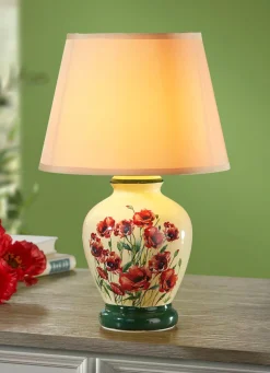 Clearance BADER LED-Deko-Lampe mit Klatschmohn-Motiv CREME-ROT-GRÜN